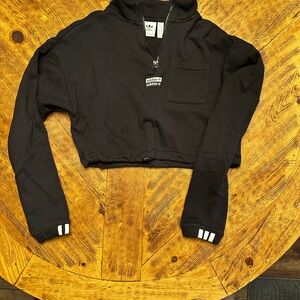 Adidas Women's Black Cropped Sweatshirt